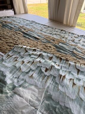 4 Yds Nancy Crow Fabric Scenic Waterfall River Landscape Cotton Panel 42” Wide